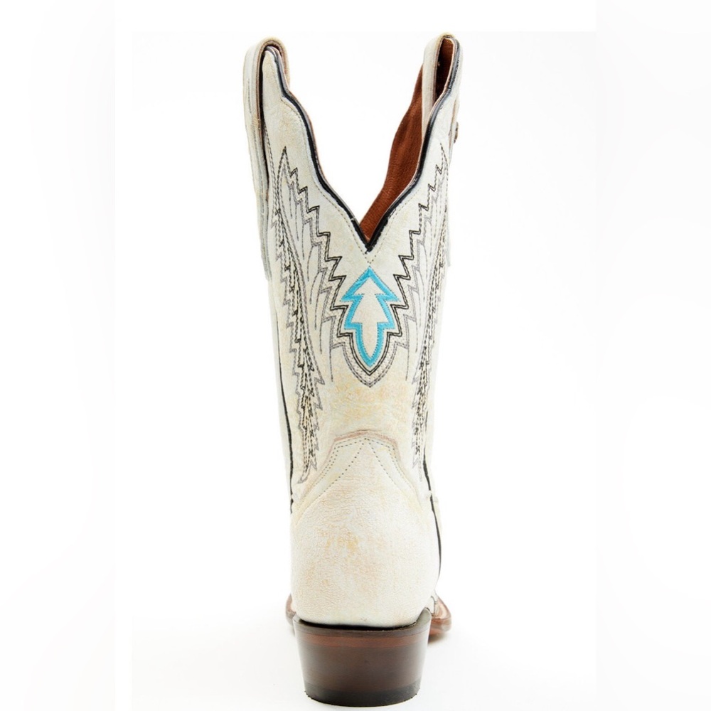 Like New Dan Post Cream and Turquoise Heeled Boots Size 8 - Picture 16 of 17